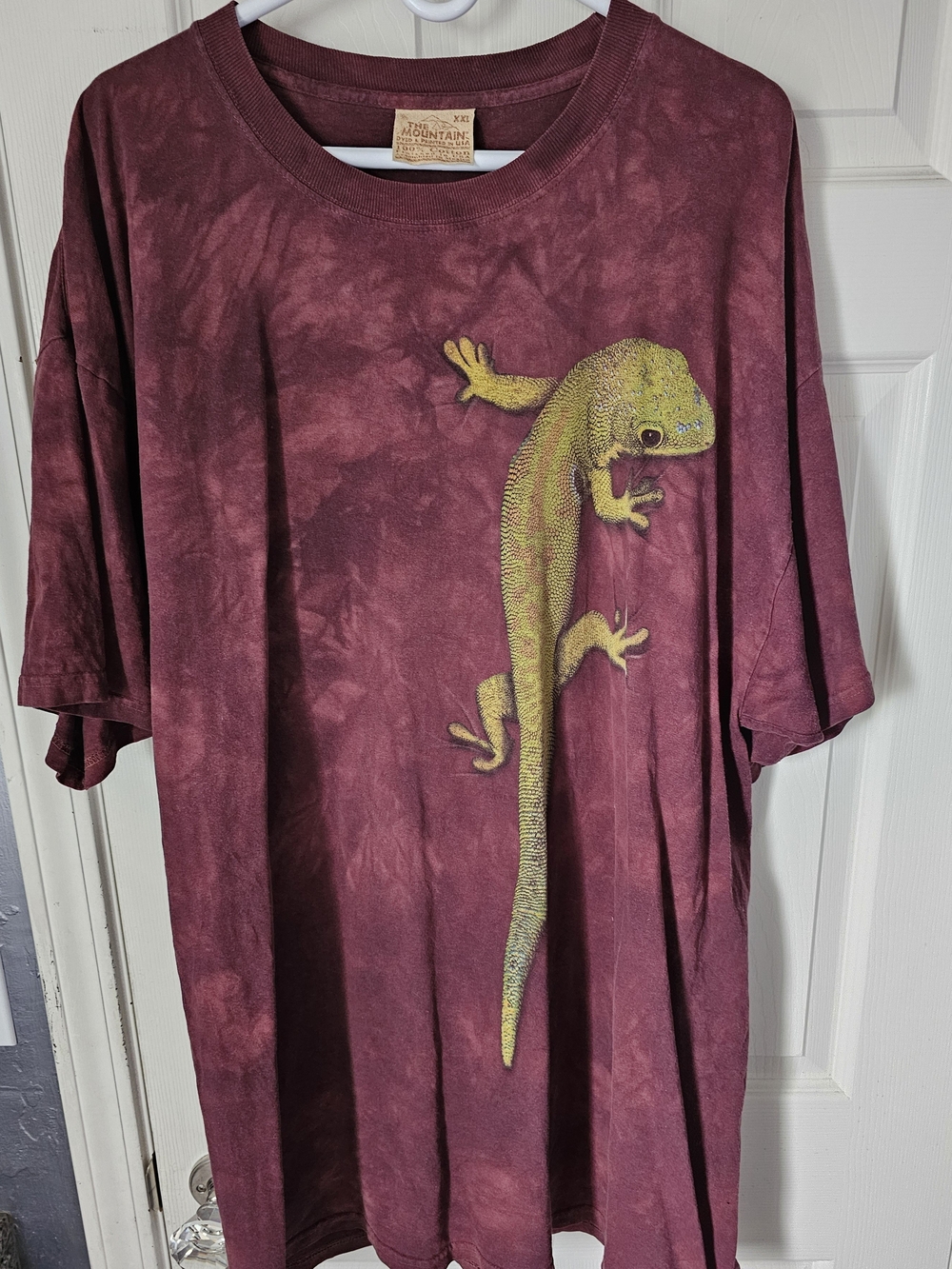 Vintage The Mountain Gecko Tie Dye Graphic T-Shirt Oversized XXL Maroon
